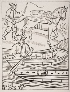 Transporting Fish by Water and by Land, after an engraving in the Royal Statutes of the Provostship of Merchants, from 